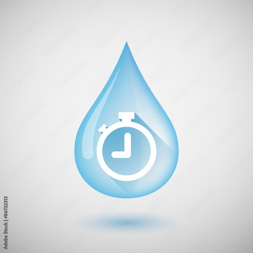 Long shadow water drop icon with a timer