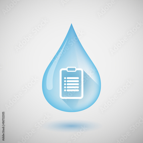 Long shadow water drop icon with a report