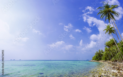 Fototapeta Naklejka Na Ścianę i Meble -  Palm tree with sunny day. Koh Samui. Taling Ngam Beach