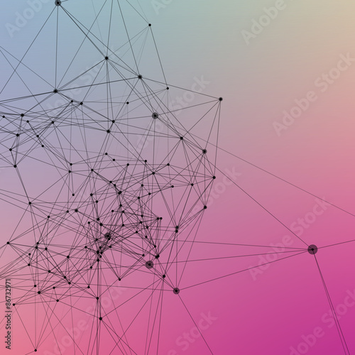 Colorful abstract background gradient. Connecting dots with line