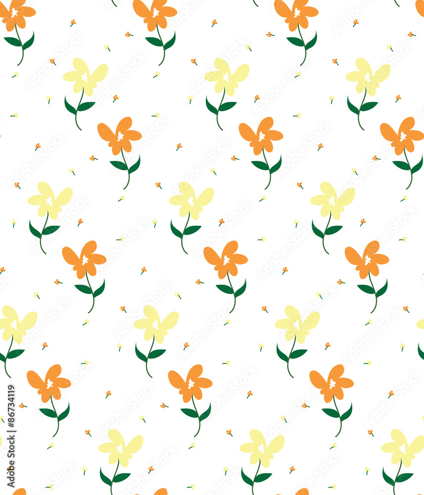 Fototapeta premium Vector abstract seamless geometric floral background. Vector seamless pattern on the background. Multi-colored flowers.