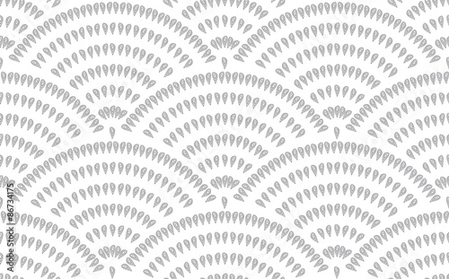 Vector abstract seamless geometric background drops of gray fan-shaped decorative elements. Vector seamless pattern on white background.