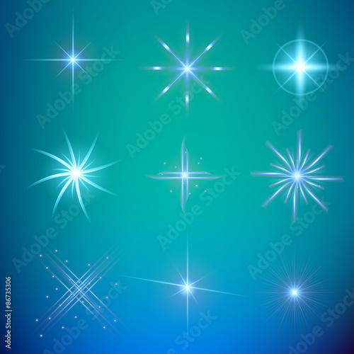 Creative concept Vector set of glow light effect stars bursts © happyvector071