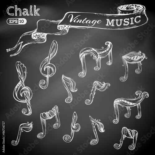 Vector set of chalk music icons.