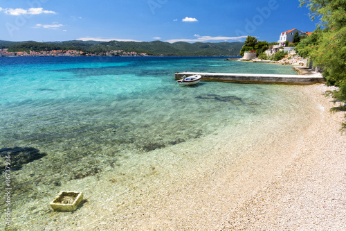 Fototapeta Naklejka Na Ścianę i Meble -  crystal clear water on Peljesac peninsula near Korcula island in Dalmatia, Croatia