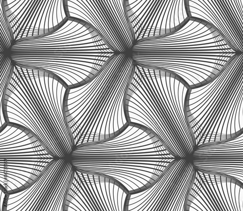 Monochrome hatched three pedal flowers