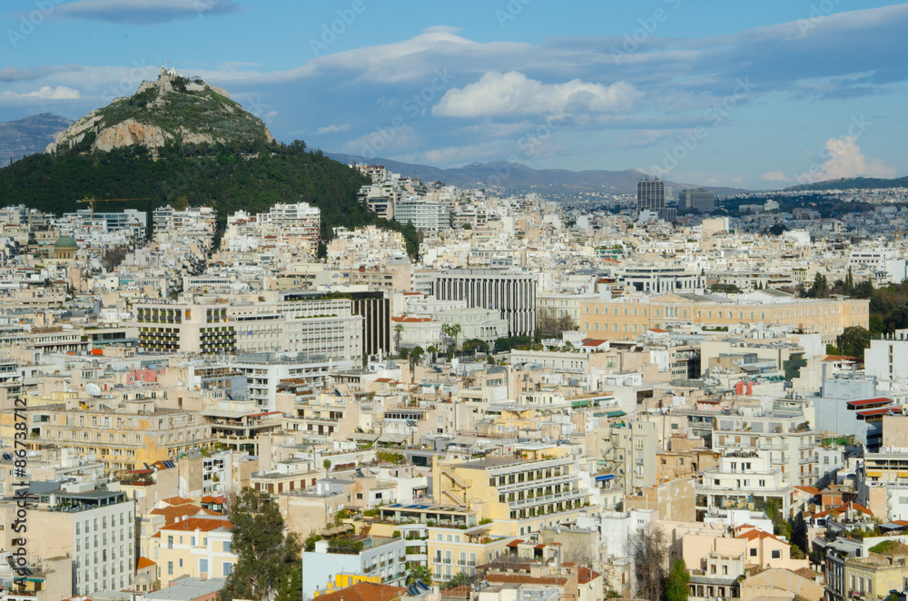 Mount Lycabettus and Athens skyline