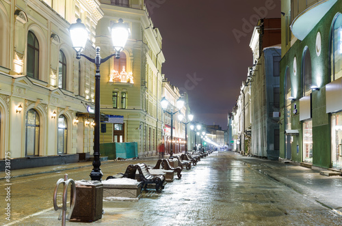 Photography winter night on the old center
