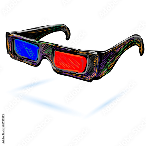 3d plastic glasses vector illustration
