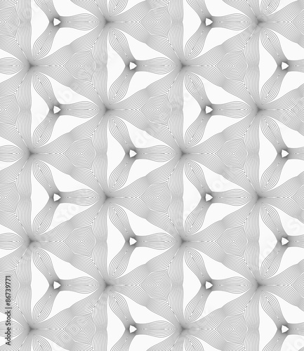 Slim gray hatched small trefoils and triangles