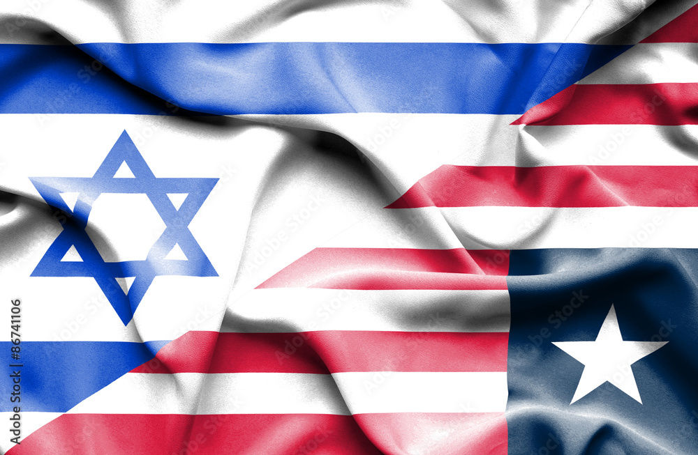 Waving flag of Liberia and Israel Waving flag of Liberia and Israel