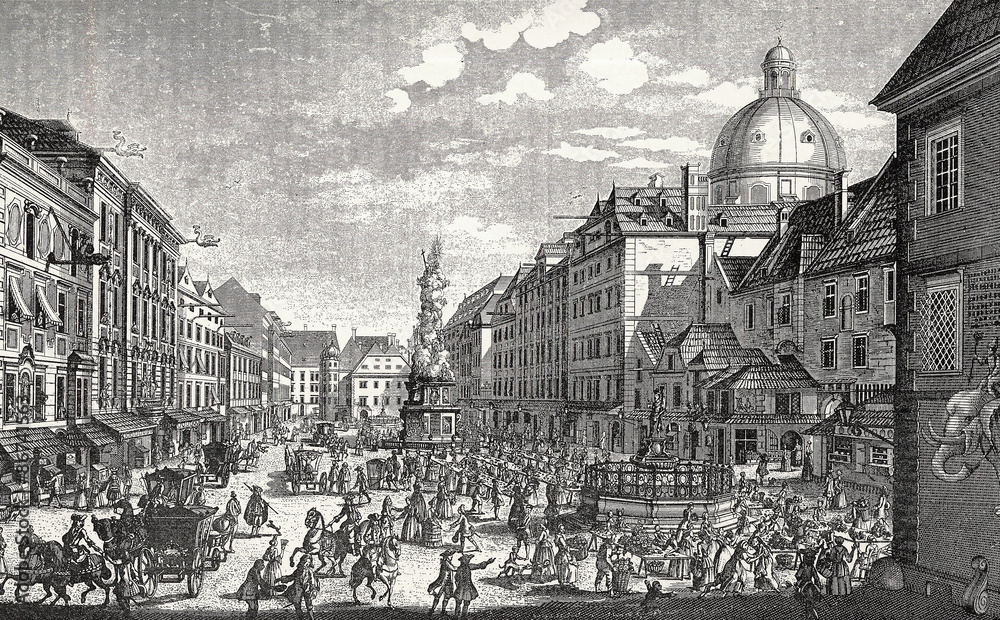 Wien, Graben um 1719, Kupferstich