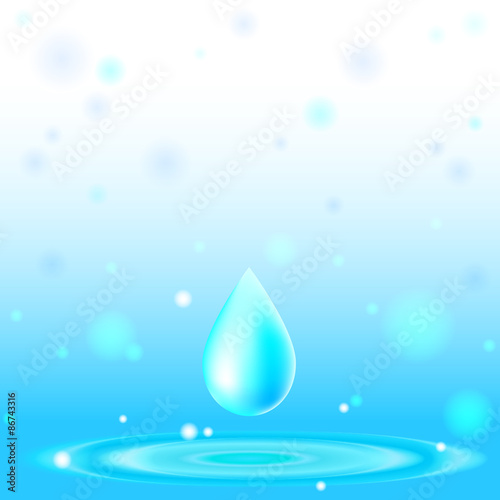 Water surface after collision with drop. Fallen drop on the water surface. Nature and environment background 