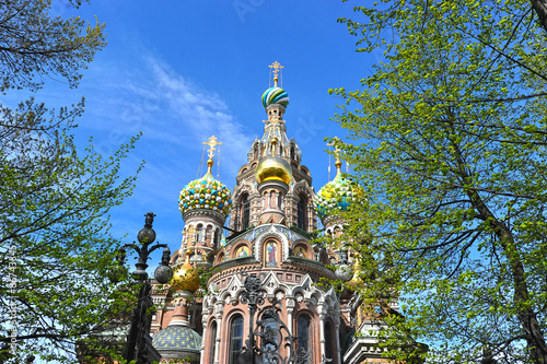 domes of Orthodox Church of the Savior on blood in St. Petersbur photo
