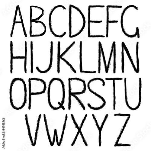 Handwritten black alphabet vector design