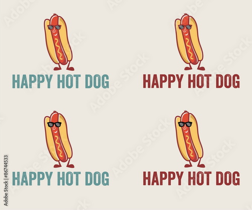 Hot Dog Cartoon Character Wearing Sunglasses