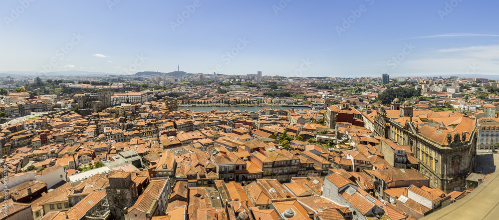Panoramic view of downtown, Porto city, UNESCO World Heritage Site