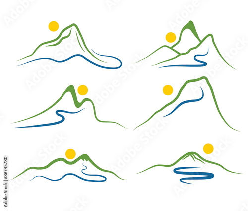 set of mountains and sun
