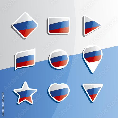 Russia flag ribbon icons set