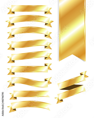 Set of Blank Gold Ribbons