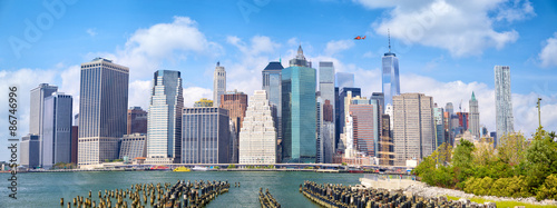 Photography Lower Manhattan skyscrapers, panoramic view, New York