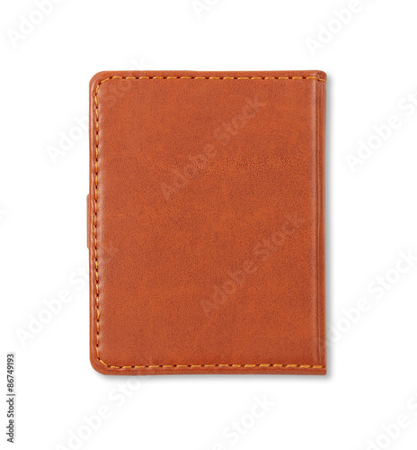 Brown leather notebook cover isolated on white background