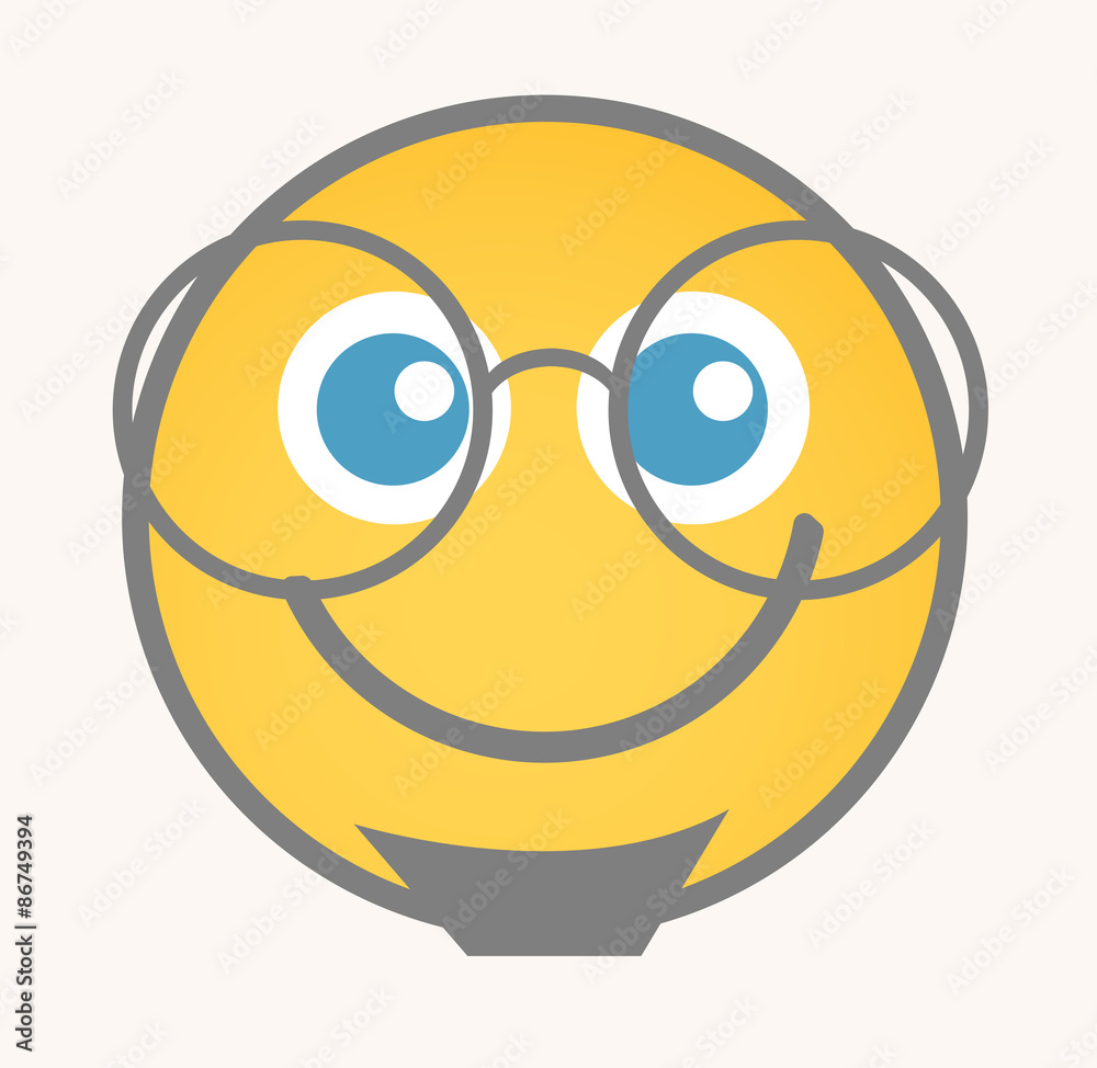 Interested - Cartoon Smiley Vector Face