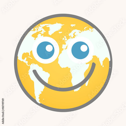 Earth - Cartoon Smiley Vector Face