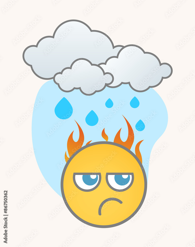Jealous in Rain - Cartoon Smiley Vector Face Jealous in Rain - Cartoon Smiley Vector Face