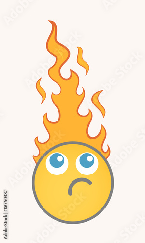 Burning - Cartoon Smiley Vector Face