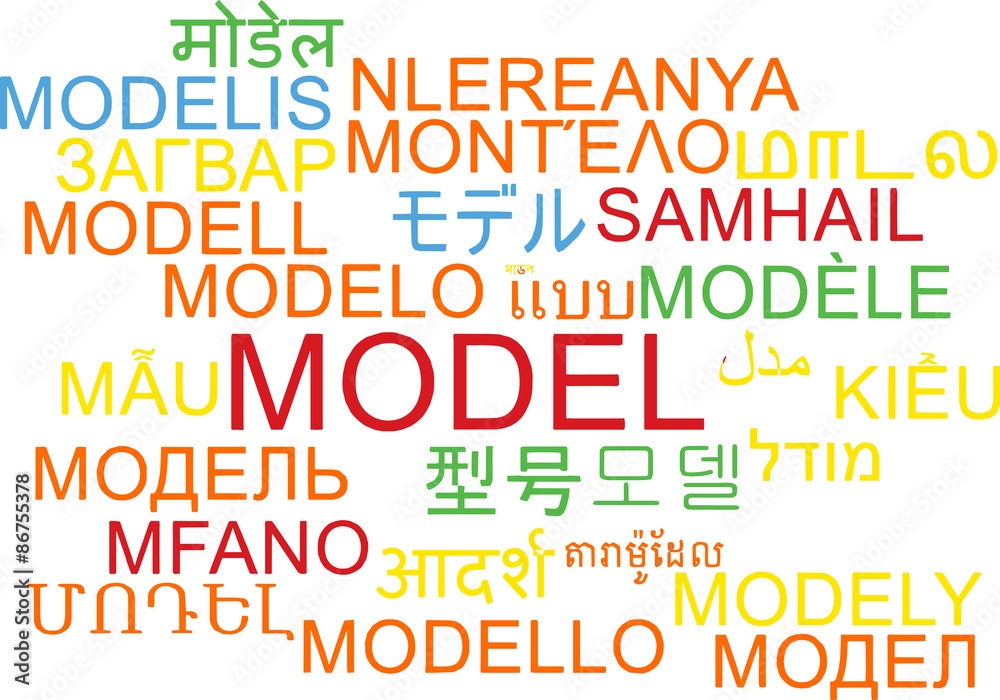 Model multilanguage wordcloud background concept