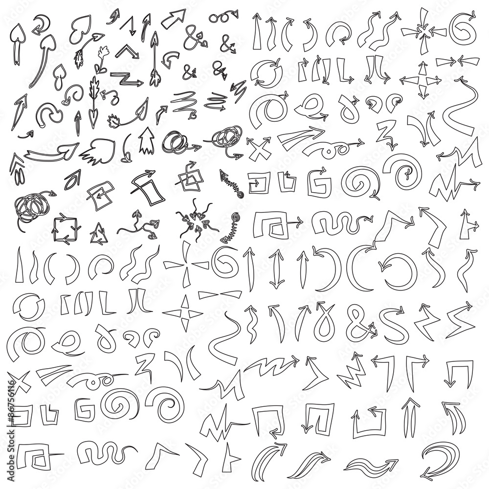 Hand drawn vector arrows set. Hand drawn vector arrows set.