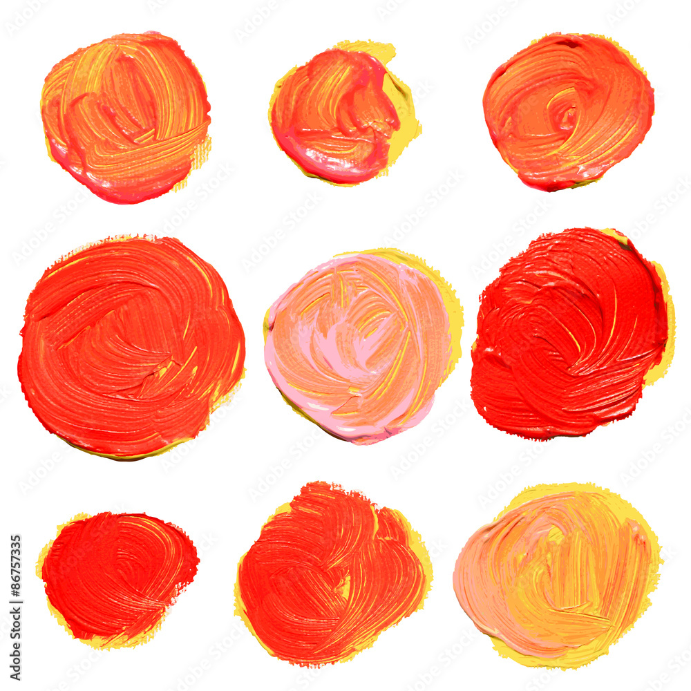 Set of cosmetic texture round stains isolated on white. Set of cosmetic texture round stains isolated on white.