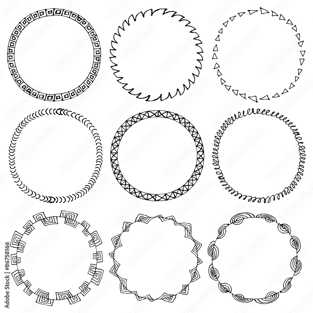 Set of doodle circle frames and Victorian ornaments photo border Set of doodle circle frames and Victorian ornaments photo border