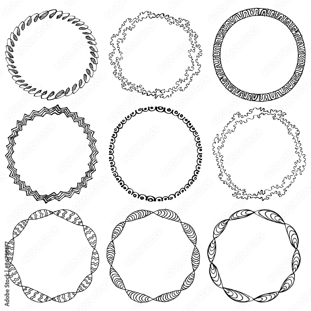 Set of doodle circle frames and Victorian ornaments photo border Set of doodle circle frames and Victorian ornaments photo border