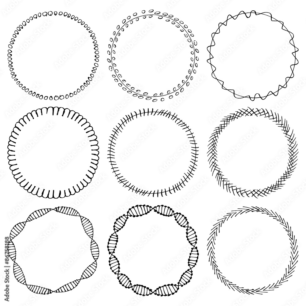 Set of doodle circle frames and Victorian ornaments photo border Set of doodle circle frames and Victorian ornaments photo border