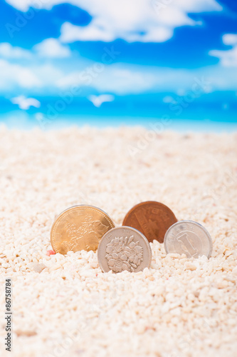 砂浜とお金
