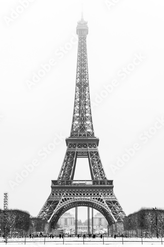 eiffel tower under the snow in Paris