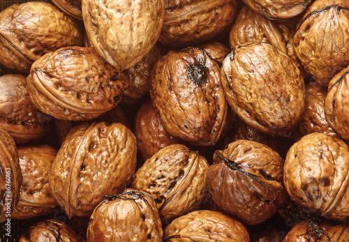 background of wet walnuts
