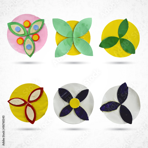 Round, vintage decorative flower elements. Handmade with paper.