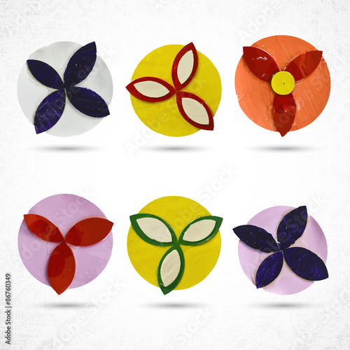 Round, vintage decorative flower elements. Handmade with paper.