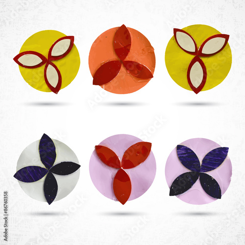 Round, vintage decorative flower elements. Handmade with paper.
