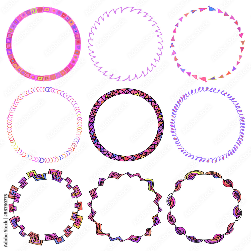 Set of hand drawn vector frames. Doodle frames collection Set of hand drawn vector frames. Doodle frames collection