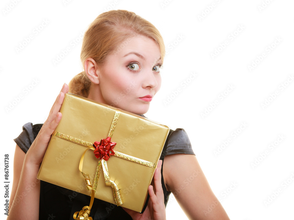 holidays love happiness concept - girl with gift box holidays love happiness concept - girl with gift box