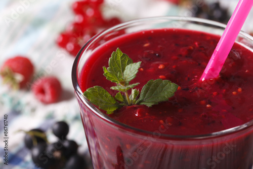 Wallpaper Mural Fresh Smoothies of raspberry and currants macro. horizontal
 Torontodigital.ca