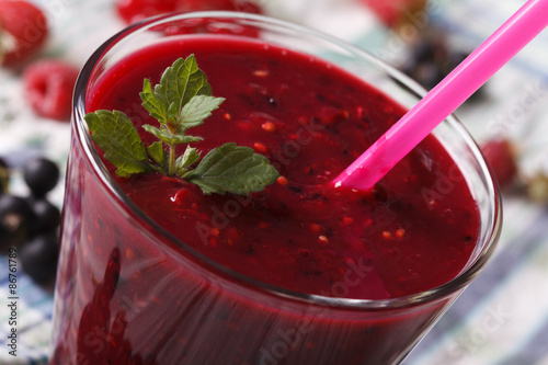 Wallpaper Mural berry smoothie in a glass macro. horizontal Torontodigital.ca