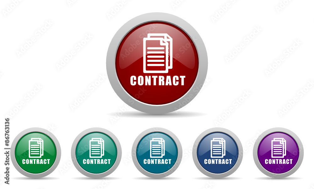contract vector icon set with shadow on white background contract vector icon set with shadow on white background
