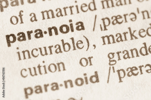 Dictionary definition of word paranoia