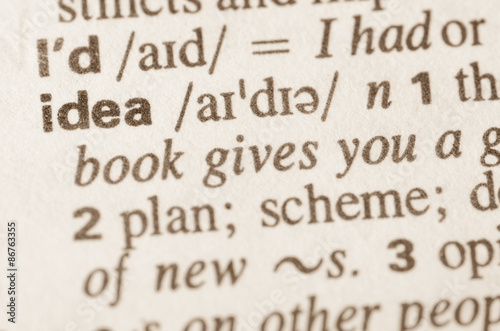 Dictionary definition of word idea