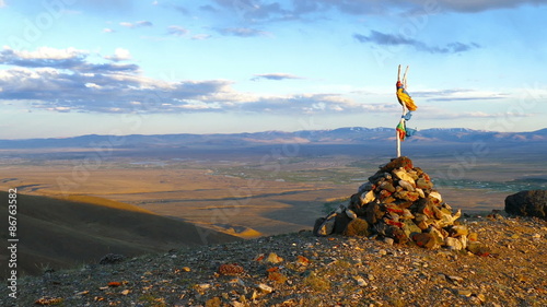 landscape with sacred pass in Altai mountains
